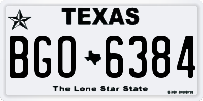 TX license plate BGO6384