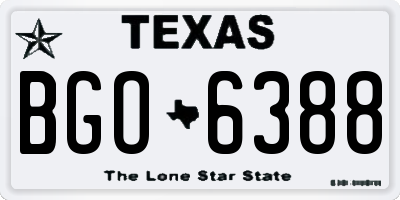 TX license plate BGO6388