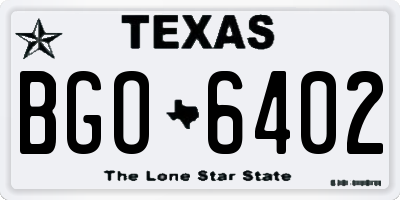 TX license plate BGO6402