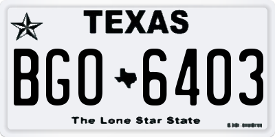 TX license plate BGO6403