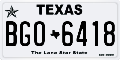 TX license plate BGO6418