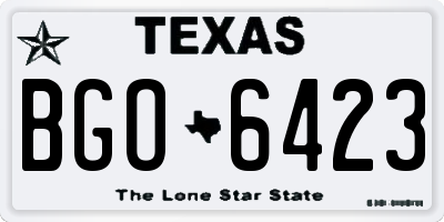 TX license plate BGO6423