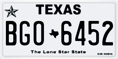 TX license plate BGO6452