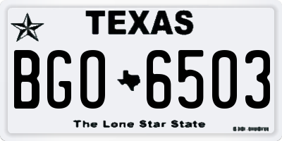 TX license plate BGO6503