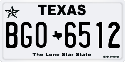 TX license plate BGO6512