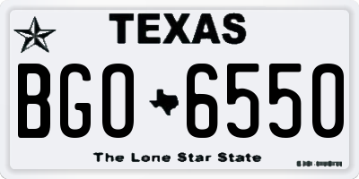 TX license plate BGO6550