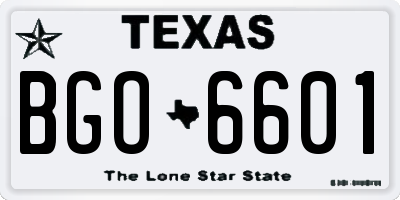 TX license plate BGO6601