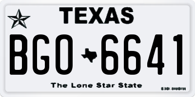 TX license plate BGO6641