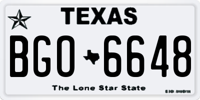 TX license plate BGO6648