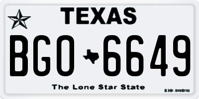 TX license plate BGO6649