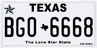 TX license plate BGO6668