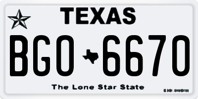TX license plate BGO6670