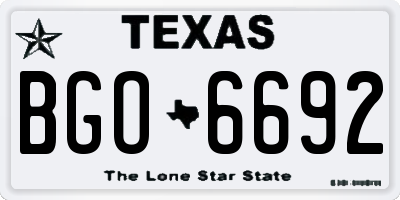 TX license plate BGO6692