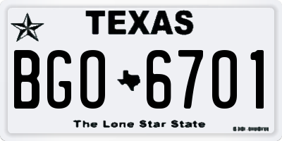 TX license plate BGO6701