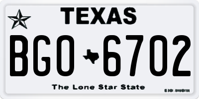 TX license plate BGO6702