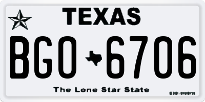 TX license plate BGO6706