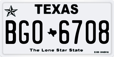 TX license plate BGO6708