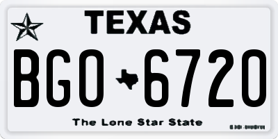 TX license plate BGO6720
