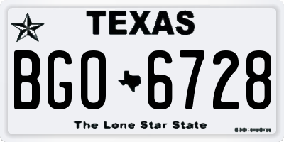 TX license plate BGO6728