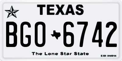 TX license plate BGO6742