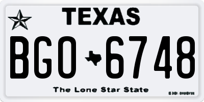 TX license plate BGO6748