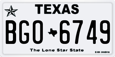 TX license plate BGO6749