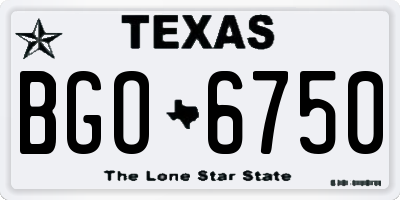 TX license plate BGO6750