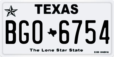 TX license plate BGO6754