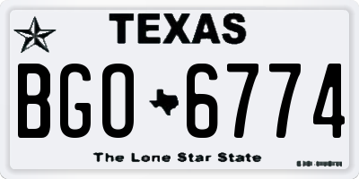 TX license plate BGO6774