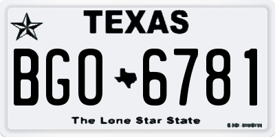 TX license plate BGO6781