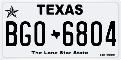 TX license plate BGO6804