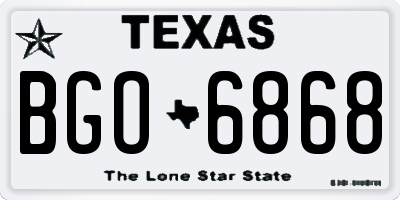 TX license plate BGO6868