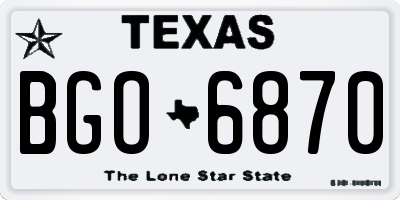 TX license plate BGO6870