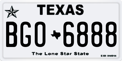 TX license plate BGO6888