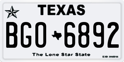 TX license plate BGO6892