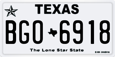 TX license plate BGO6918
