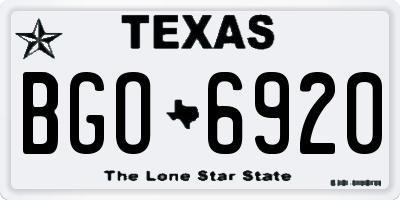 TX license plate BGO6920