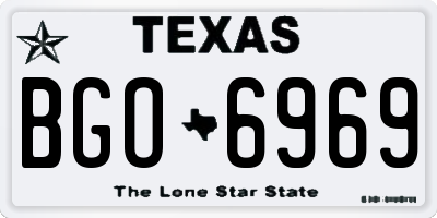 TX license plate BGO6969