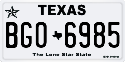 TX license plate BGO6985