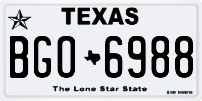 TX license plate BGO6988