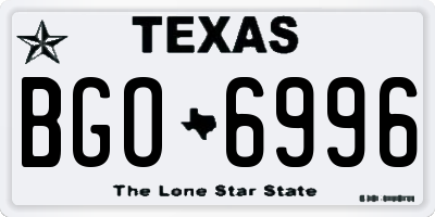 TX license plate BGO6996