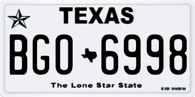 TX license plate BGO6998