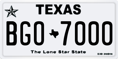 TX license plate BGO7000