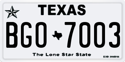 TX license plate BGO7003