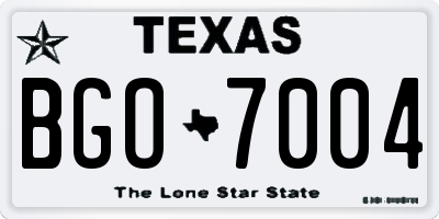 TX license plate BGO7004