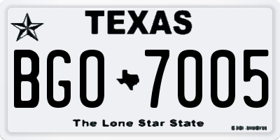TX license plate BGO7005