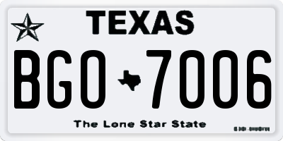 TX license plate BGO7006