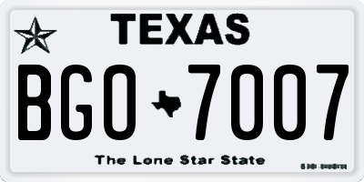 TX license plate BGO7007