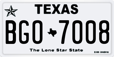 TX license plate BGO7008