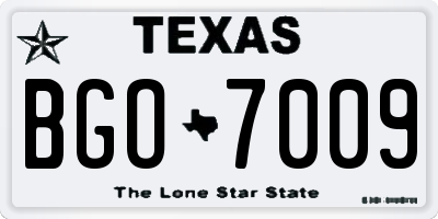 TX license plate BGO7009